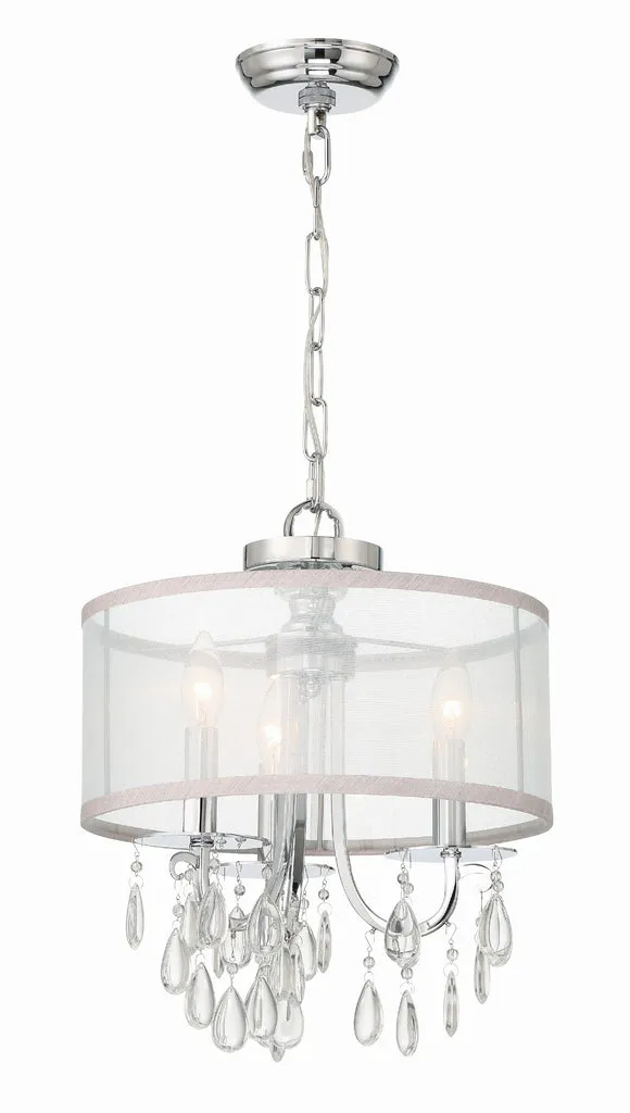 Hampton 3 Light Polished Chrome Clear Crystal Drum Shade Mini Chandelier