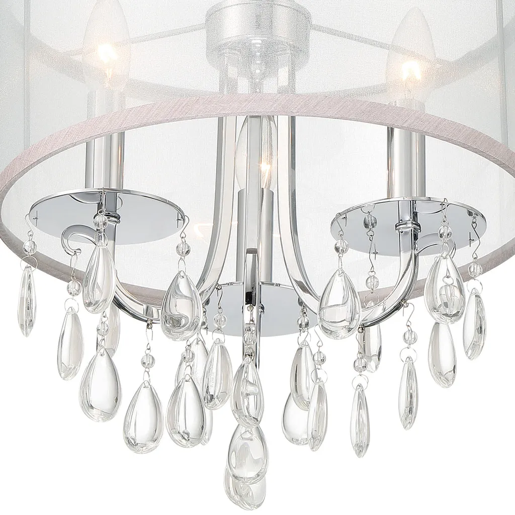 Hampton 3 Light Polished Chrome Clear Crystal Drum Shade Mini Chandelier