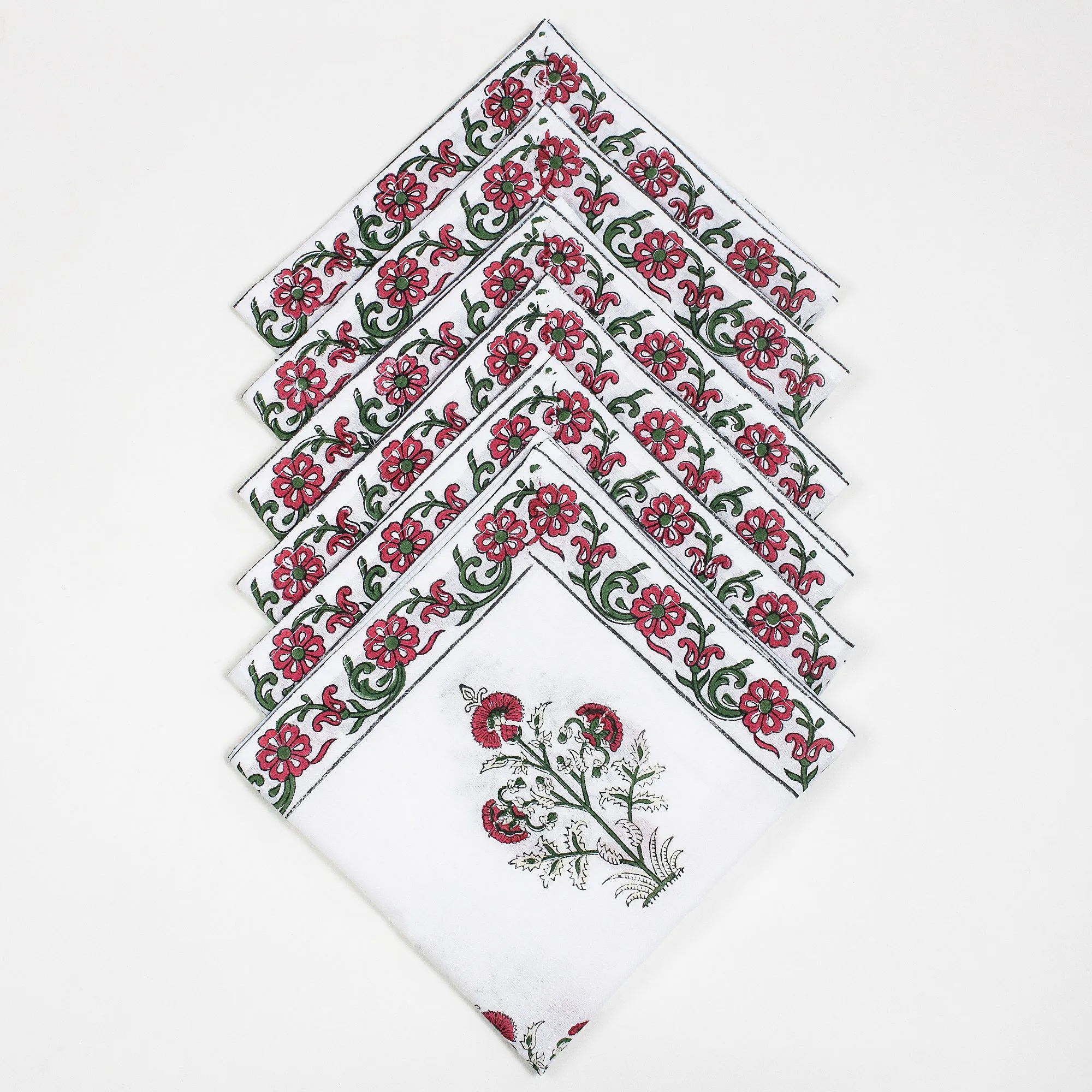 Hand Block Maroon Floral Printed Handmade Hankies