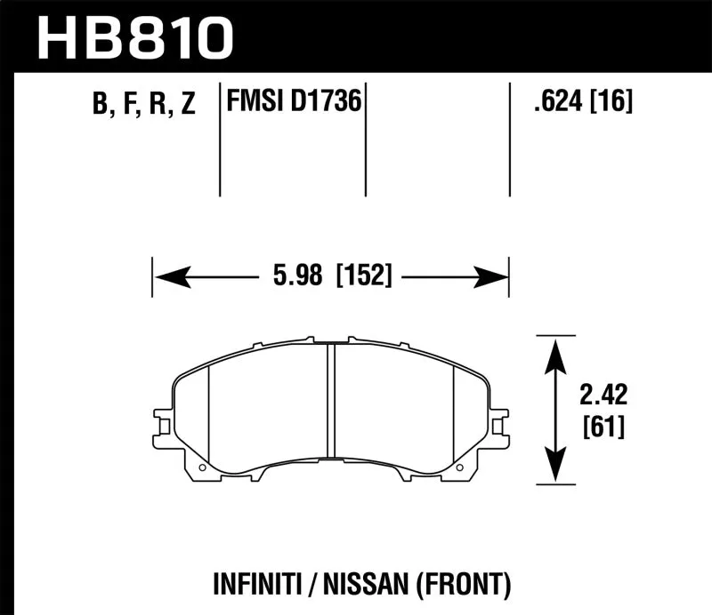 Hawk HPS 5.0 Street Front Brake Pads - 14-17 Infiniti Q50 - HB810B.624