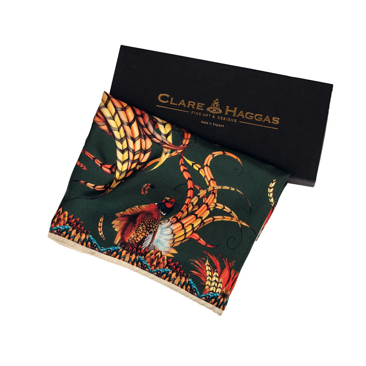 Heads or Tails Khaki Narrow Silk Scarf