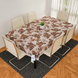 Heart Home Dining Table Cover | Digital Flower Print Dining Table Cover | Jute Fabric with Cotton Lace Table Cover | Table Cover for Home Décor | 60x90 | Brown