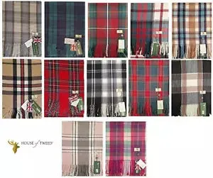 House Of Tweed Scarf Neck Wrap Super Soft Tartan Check Scotland