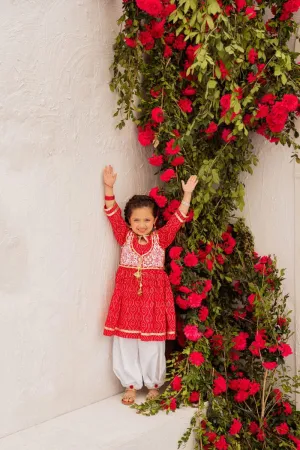 Hummingbirds - Red & White Chunri Rajastani Suit 3 Piece