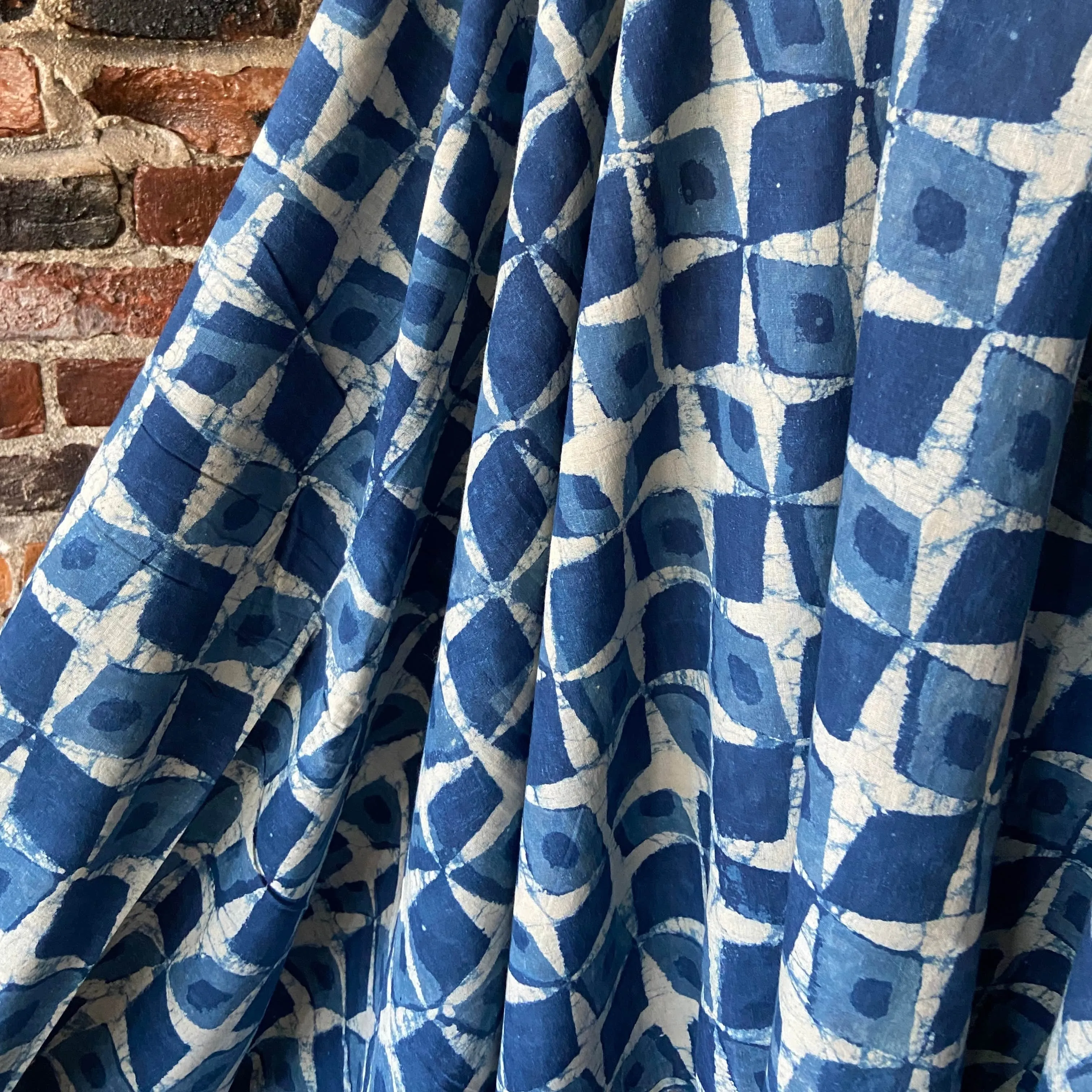 Indigo Block Print - Diamond Pinwheels