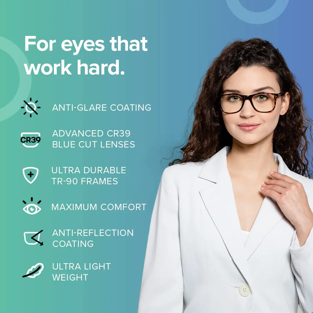 Intellilens | Zero Power Blue Cut Computer Glasses | Anti Glare, Lightweight & Blocks Harmful Rays | UV Protection Specs | For Men & Women | Matte Grey | Pilot | Medium