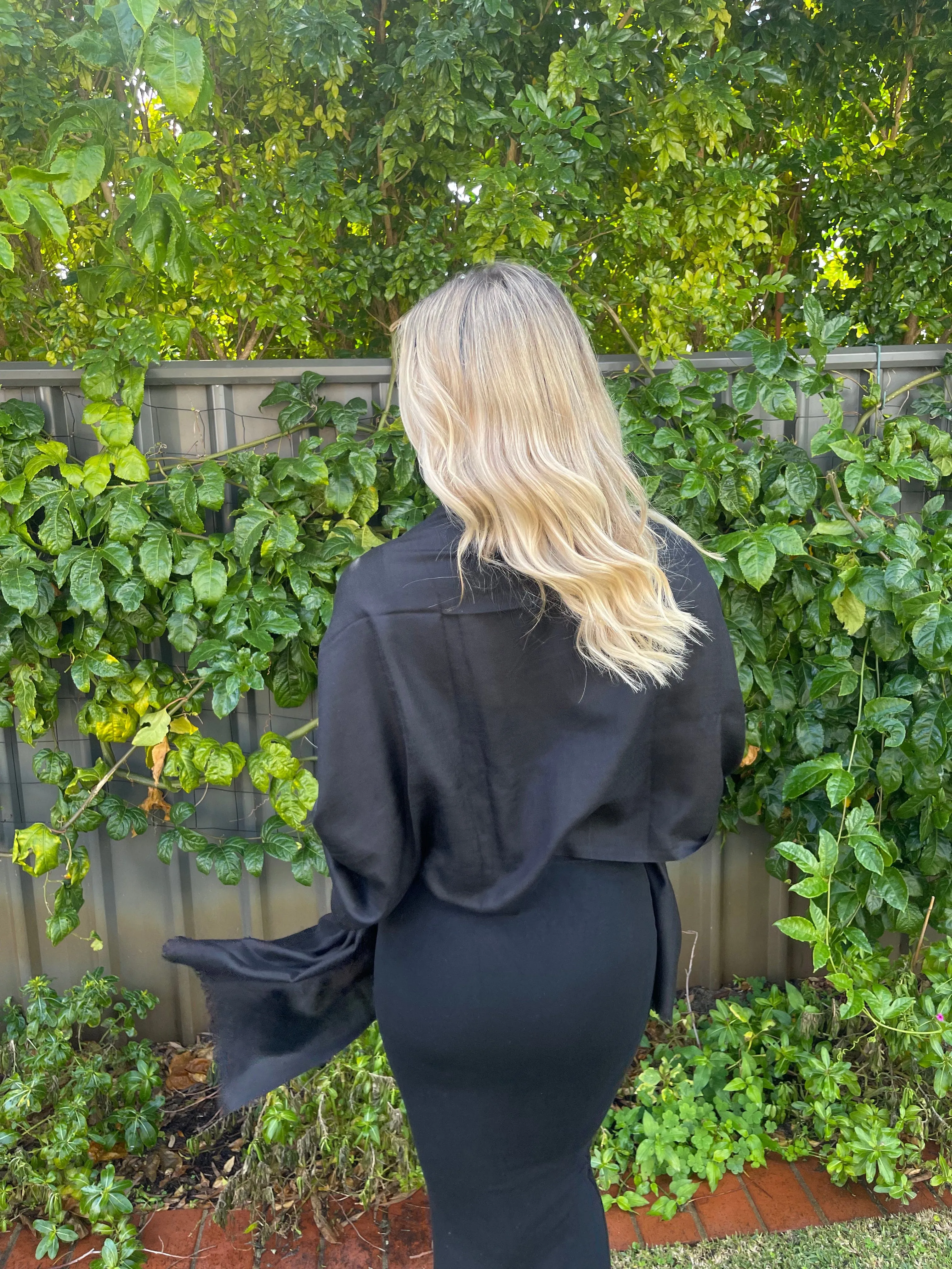 Jet Black Luxury Stole - Pure Cashmere Premium