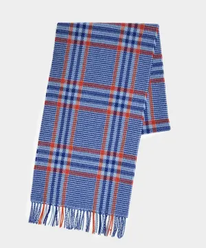 Joshua Ellis Cashmere Blue Red Multi Check Scarf