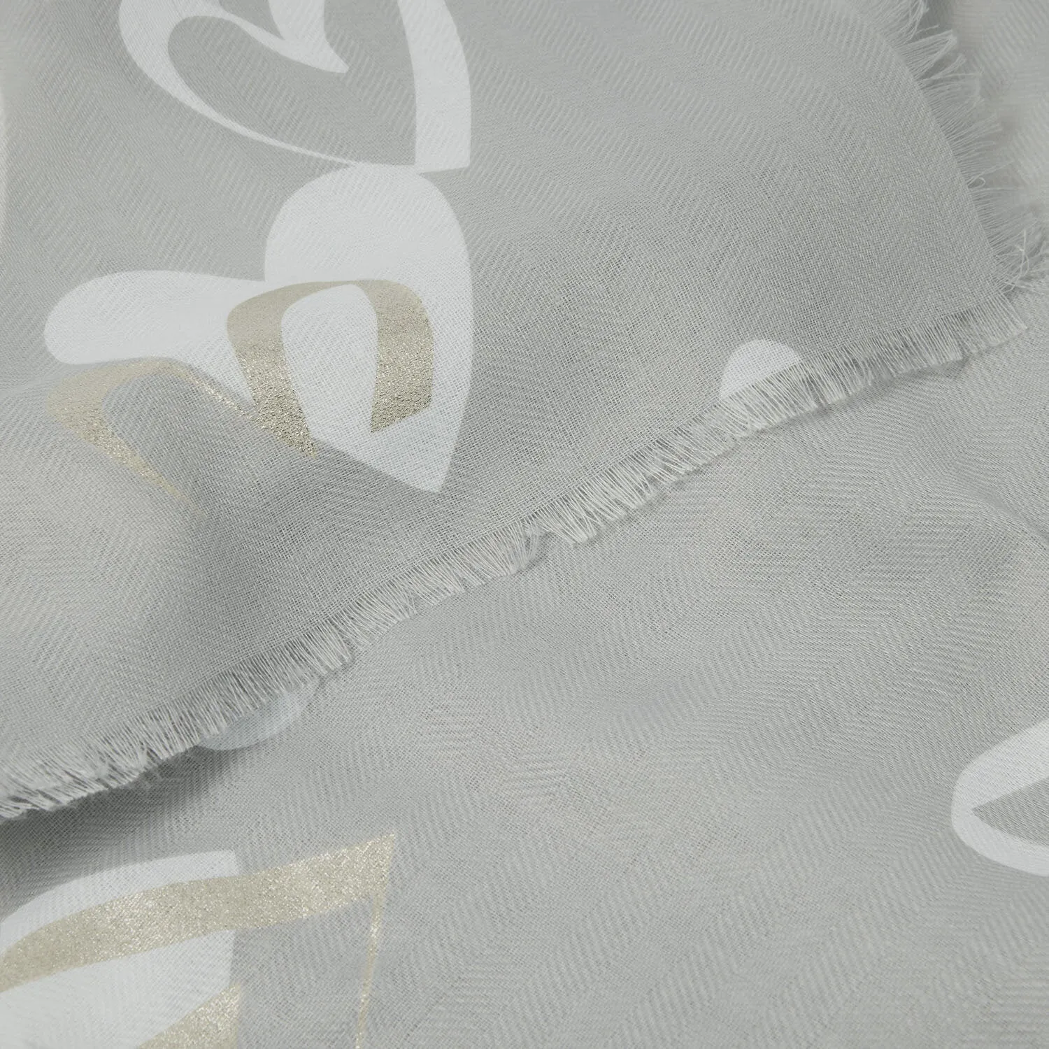 Katie Loxton 184cm Pale Grey Hearts Printed Foil Scarf