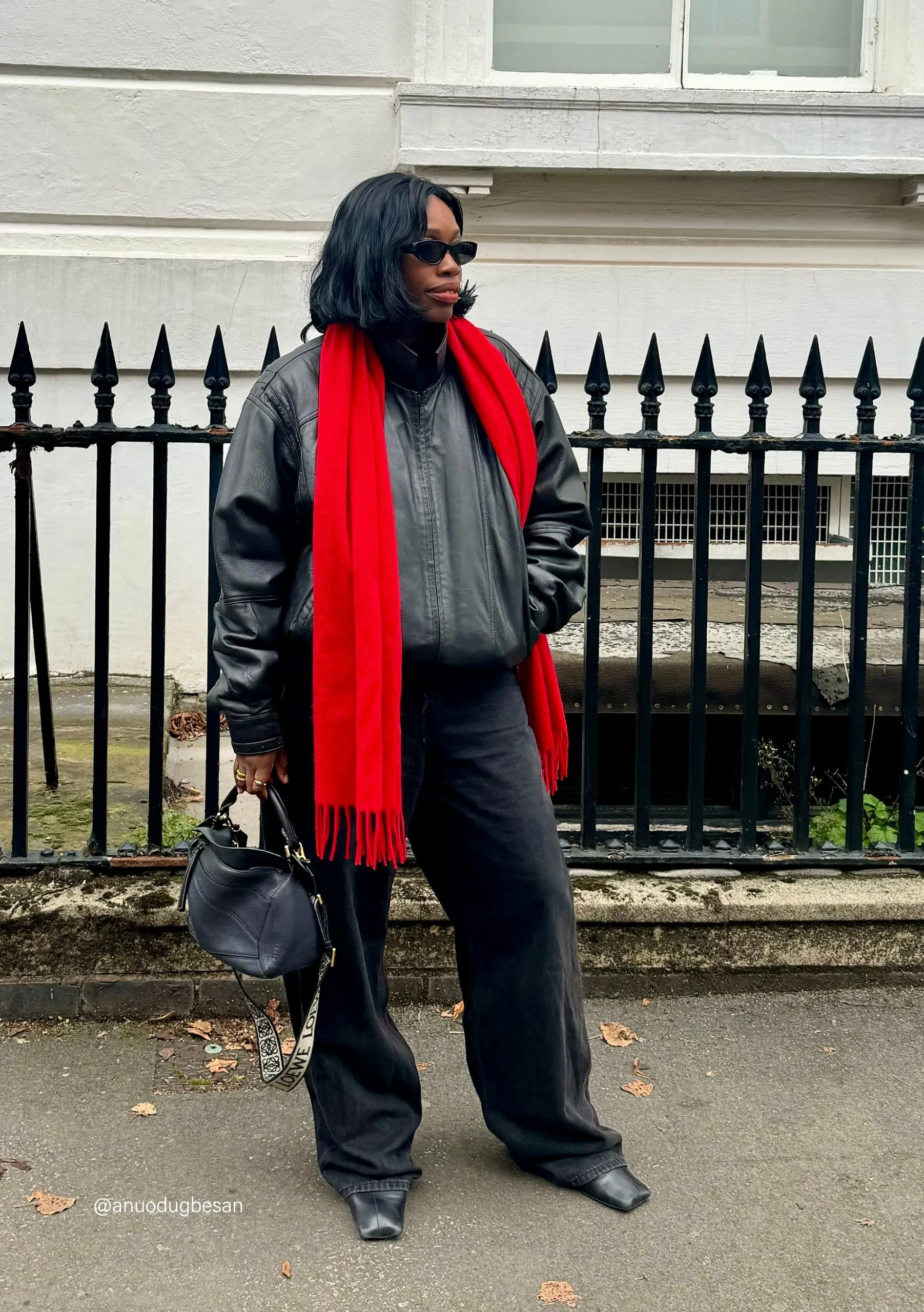 Lambswool Oversized Scarf in Red