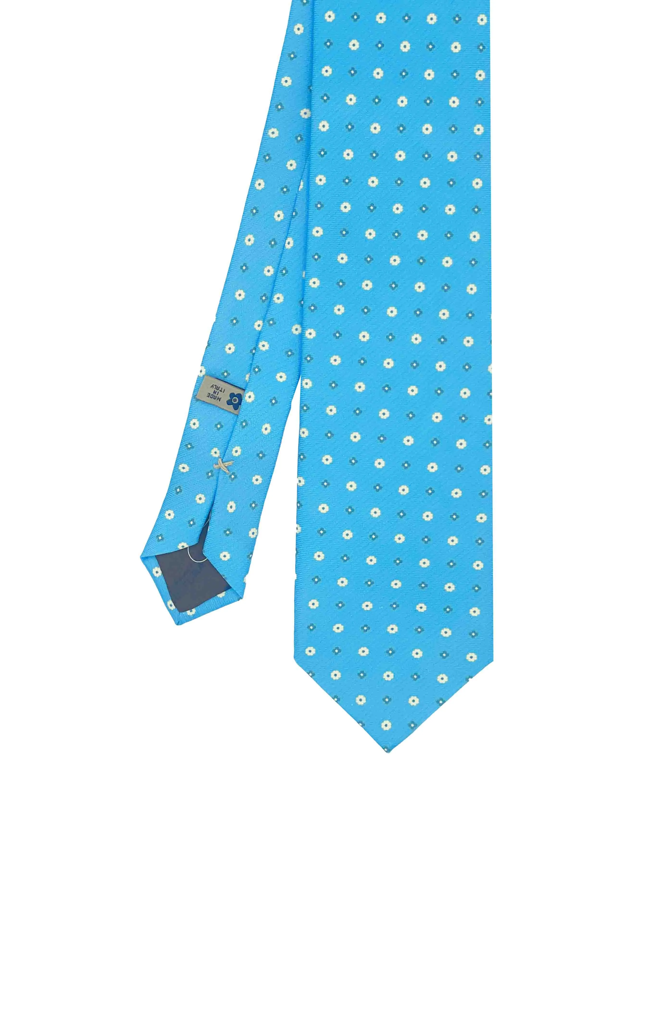 Light blue little floral design printed tie