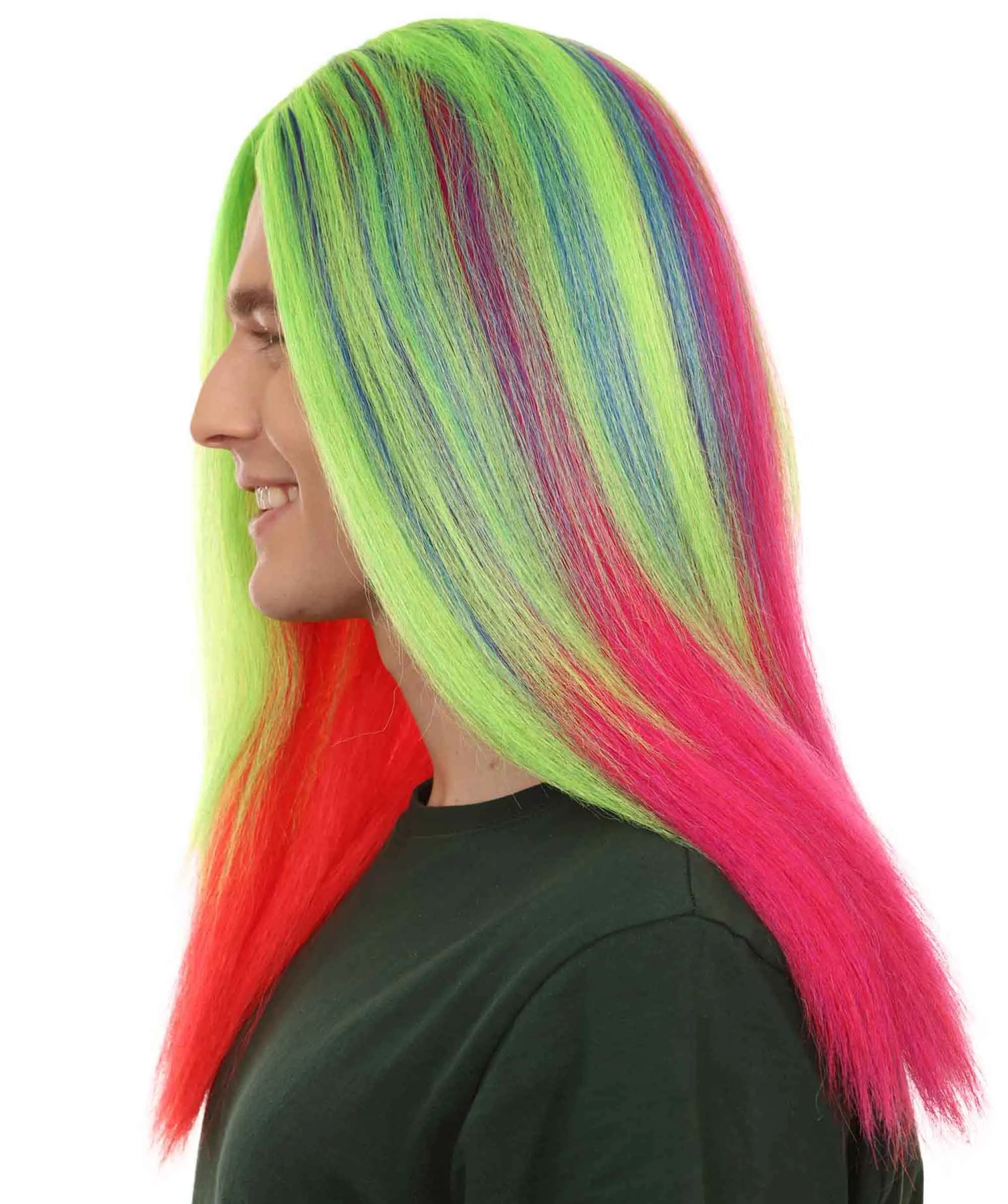 Long Length Rainbow Rapper Lace Front T-Part Wig, 21" Inch Multi Color Hair | HPO