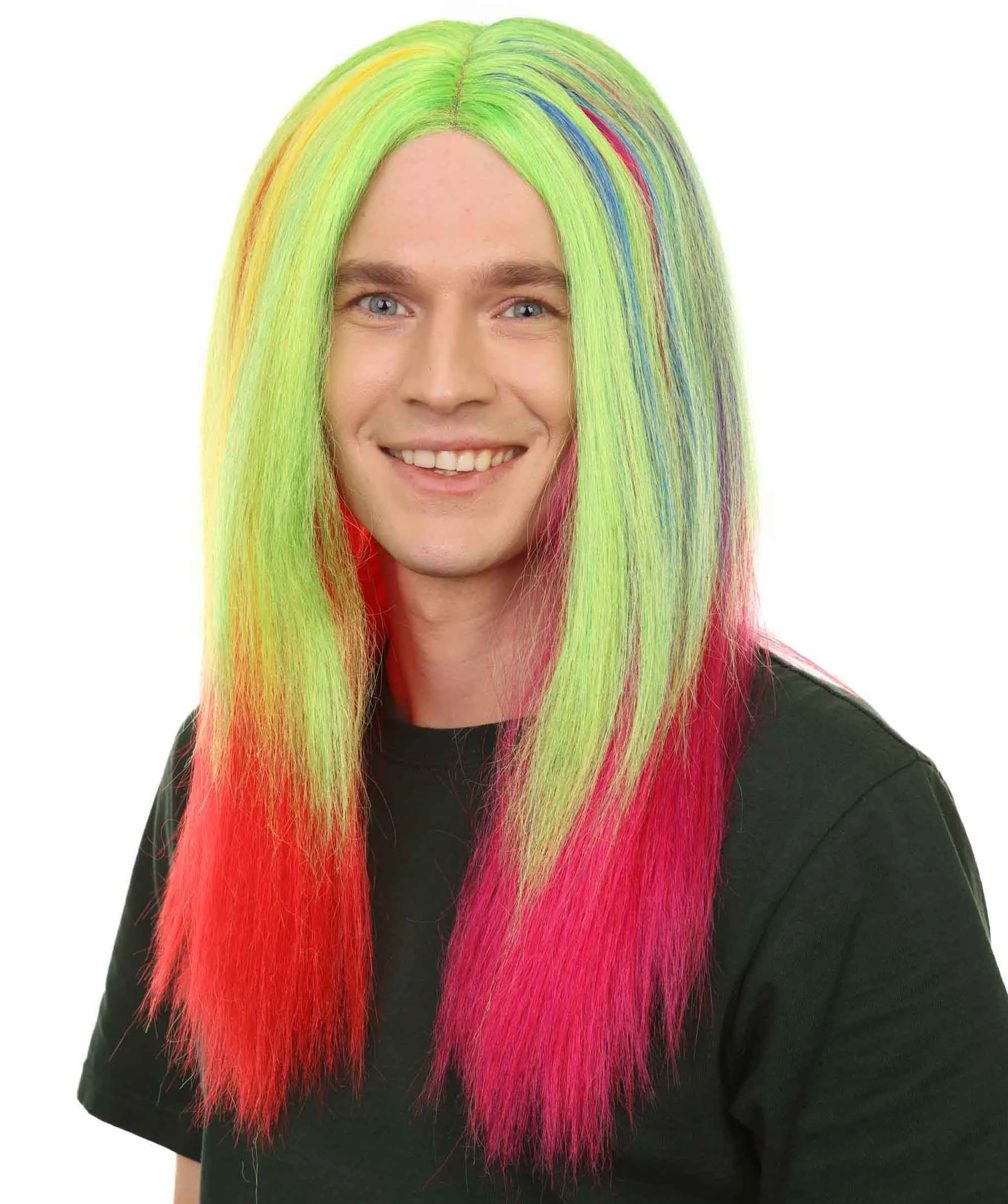 Long Length Rainbow Rapper Lace Front T-Part Wig, 21" Inch Multi Color Hair | HPO