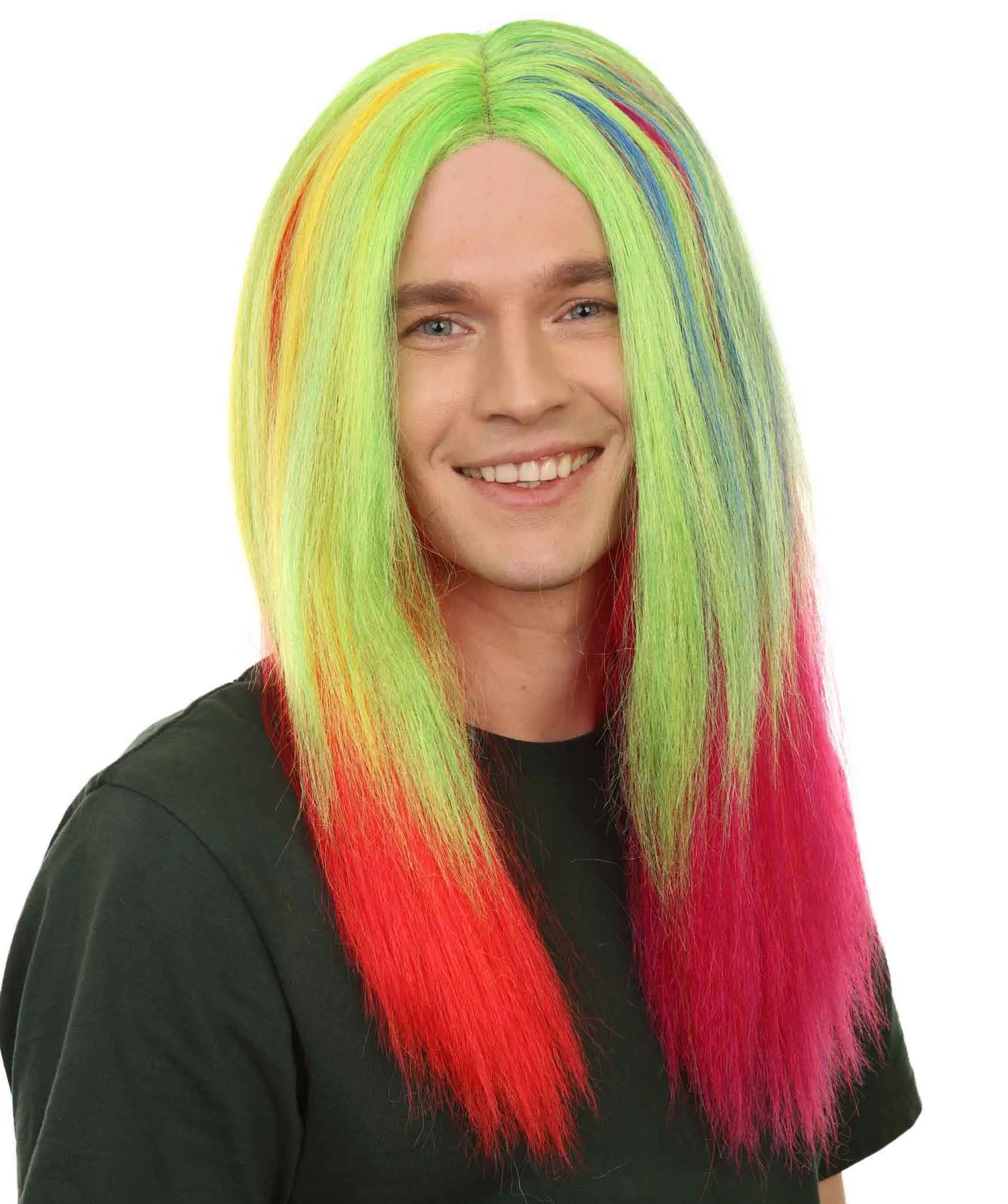 Long Length Rainbow Rapper Lace Front T-Part Wig, 21" Inch Multi Color Hair | HPO