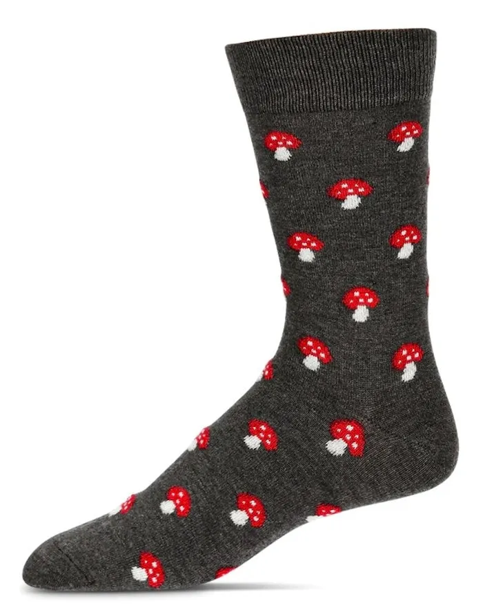 Magic Mushroom (Charcoal) Men's Cashmere Blend Crew Socks