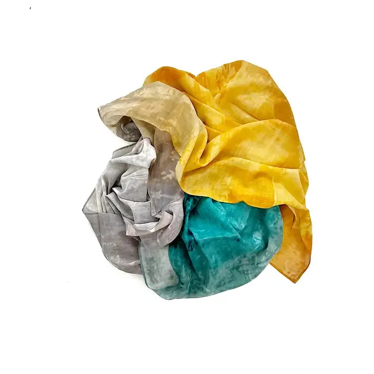 Marigold Row Scarf: 1612 Cotton Mustard/Grey/Teal