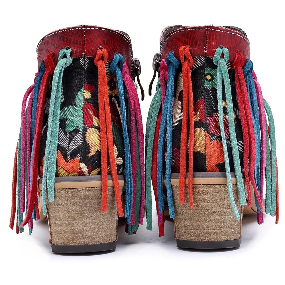 Marley Boho Hippie Fringe Ankle Boots