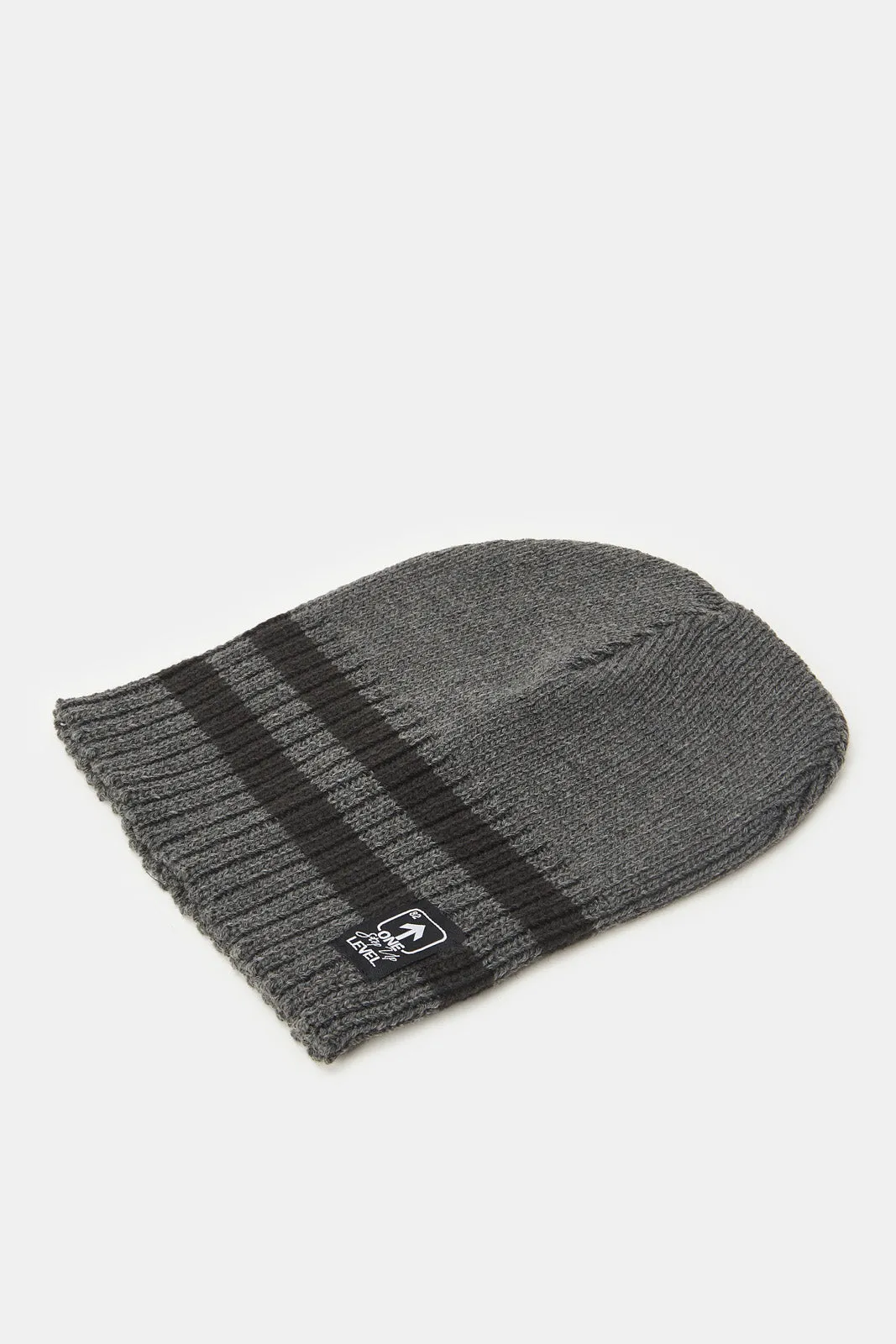 Men Grey Knitted Cap Set (Pack of 2)