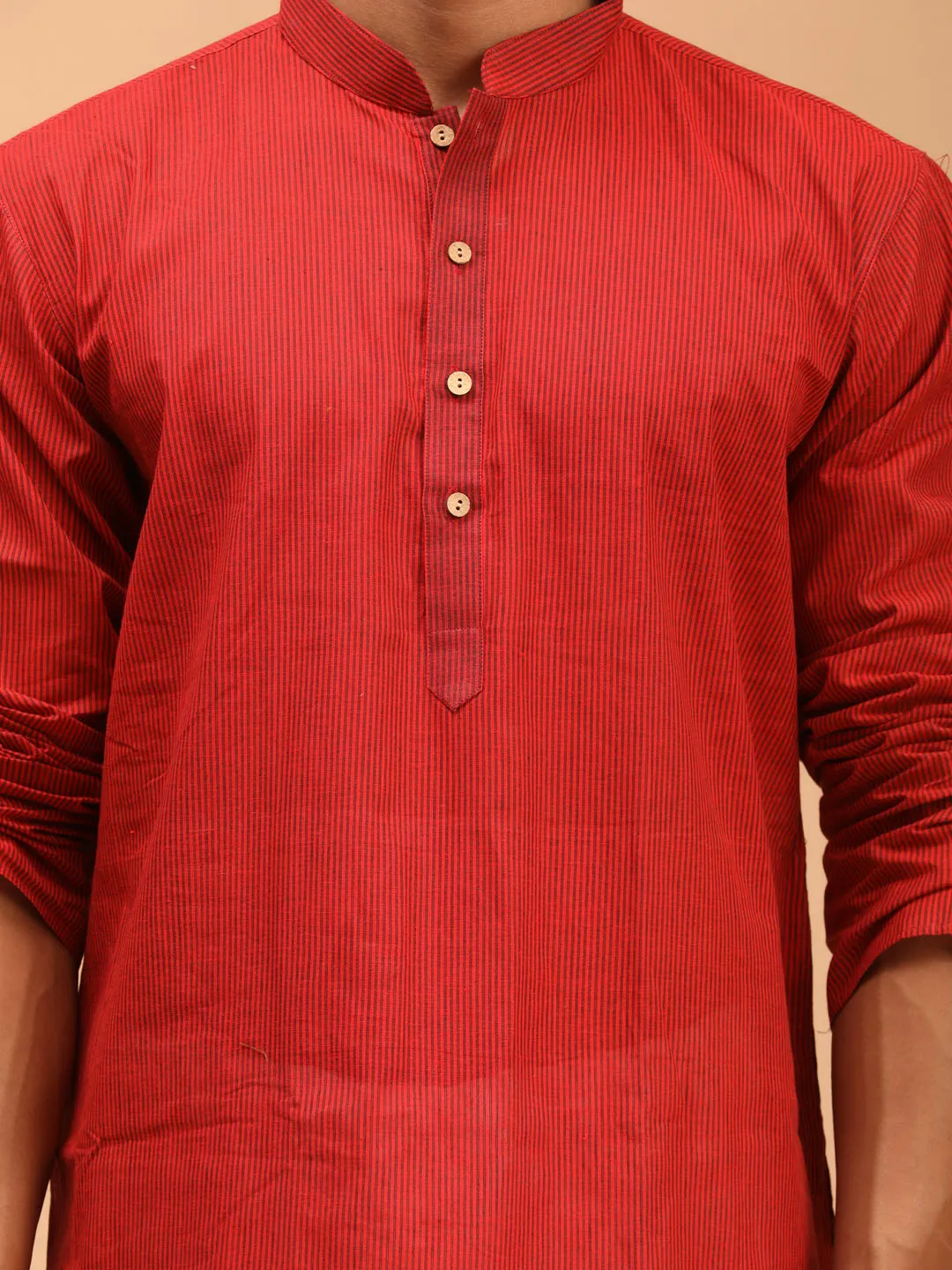 Men's Maroon Pure Cotton Kurta Pyjama Set - Vastramay