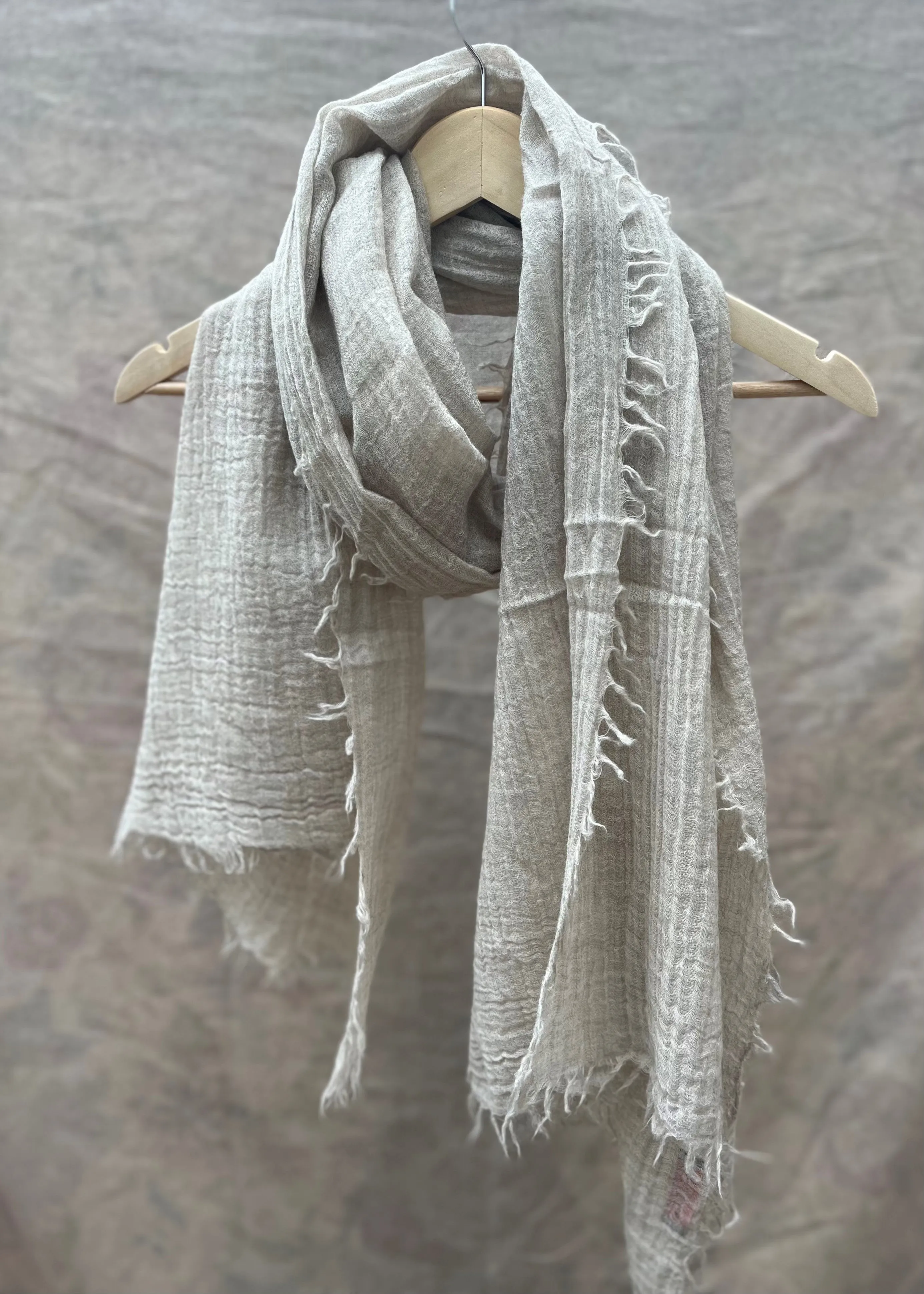 Mens Scarf 100% Wool in Beige Melange