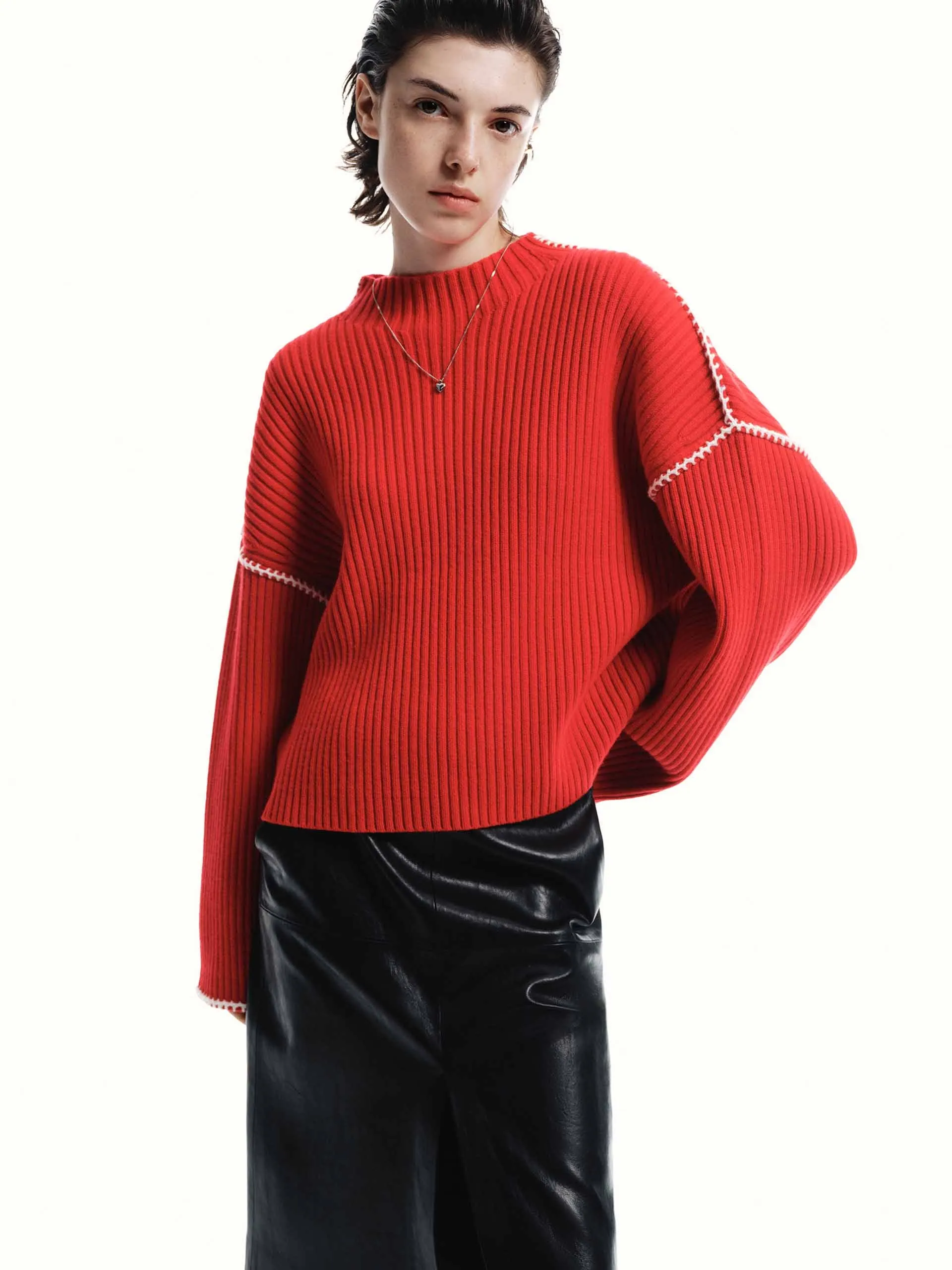 Merino Wool Contrast Sweater