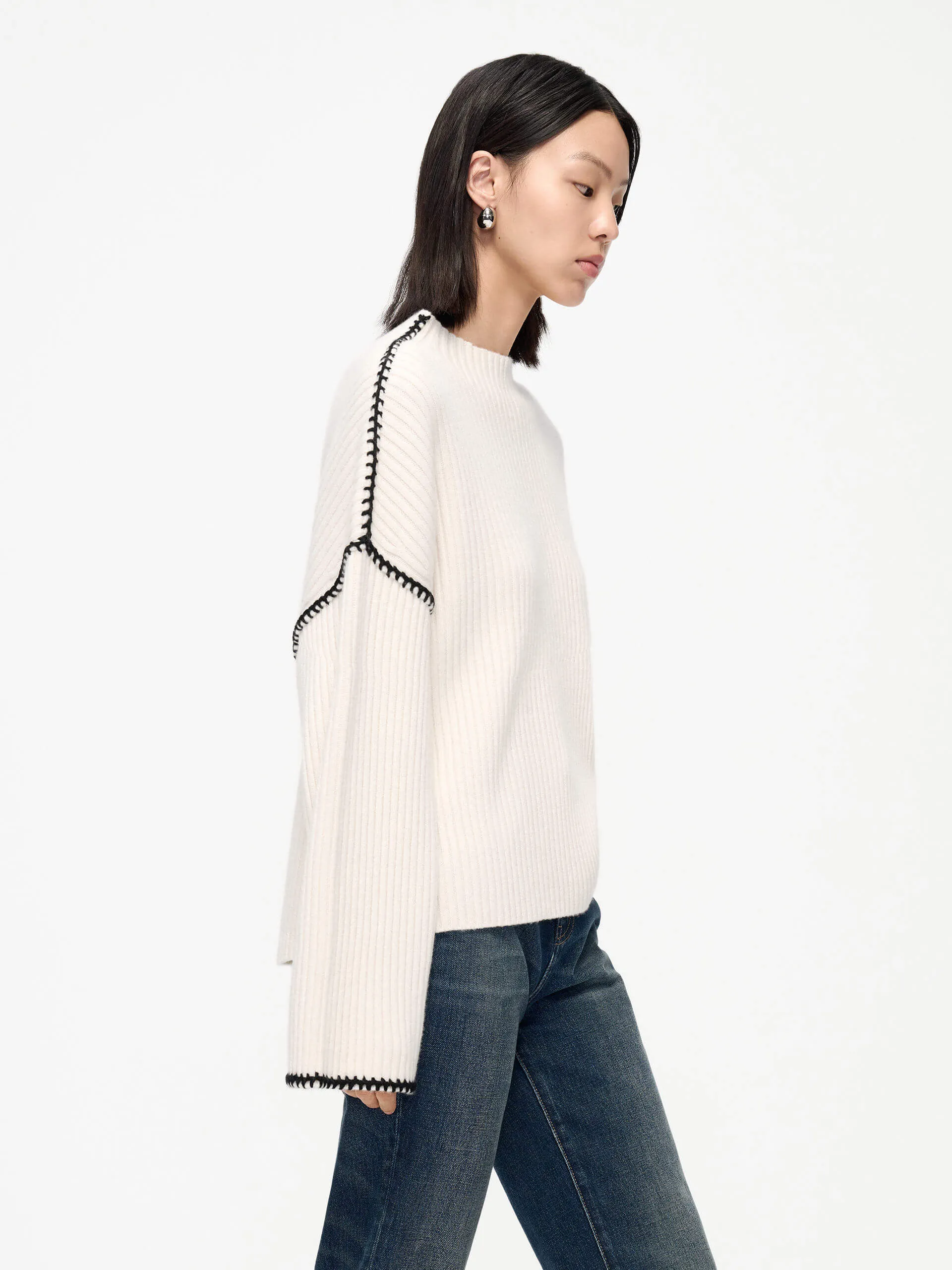 Merino Wool Contrast Sweater