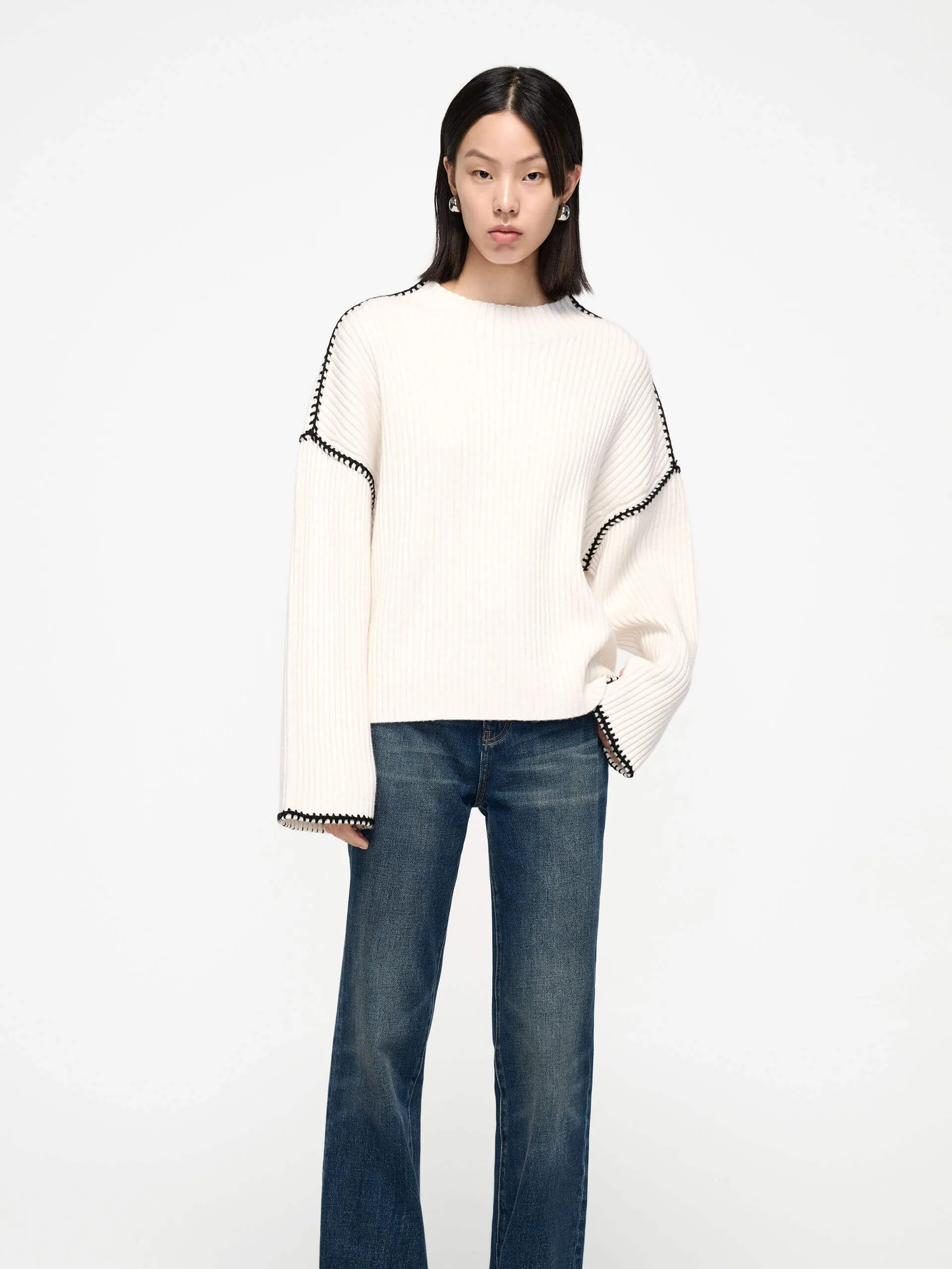 Merino Wool Contrast Sweater