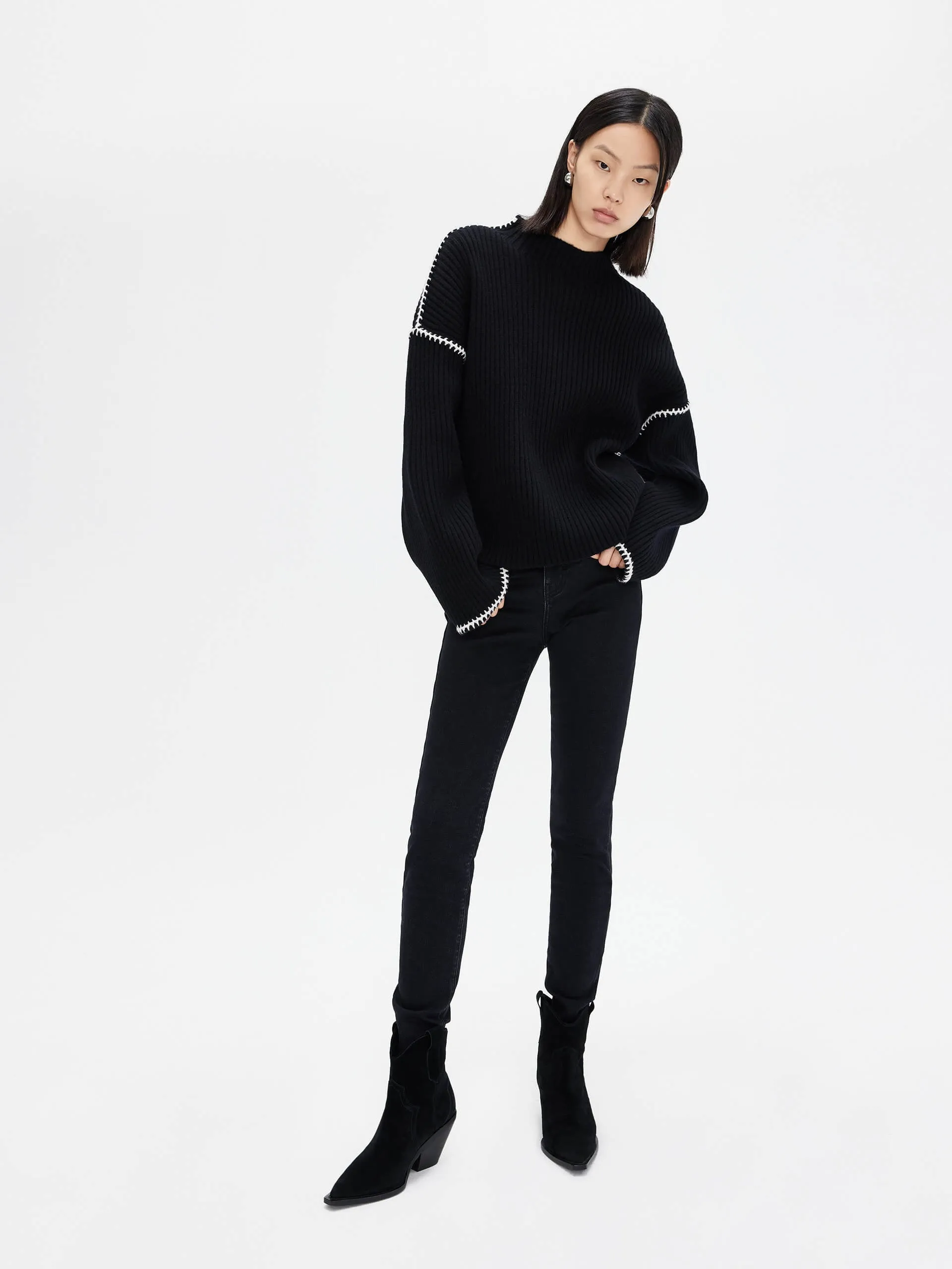 Merino Wool Contrast Sweater