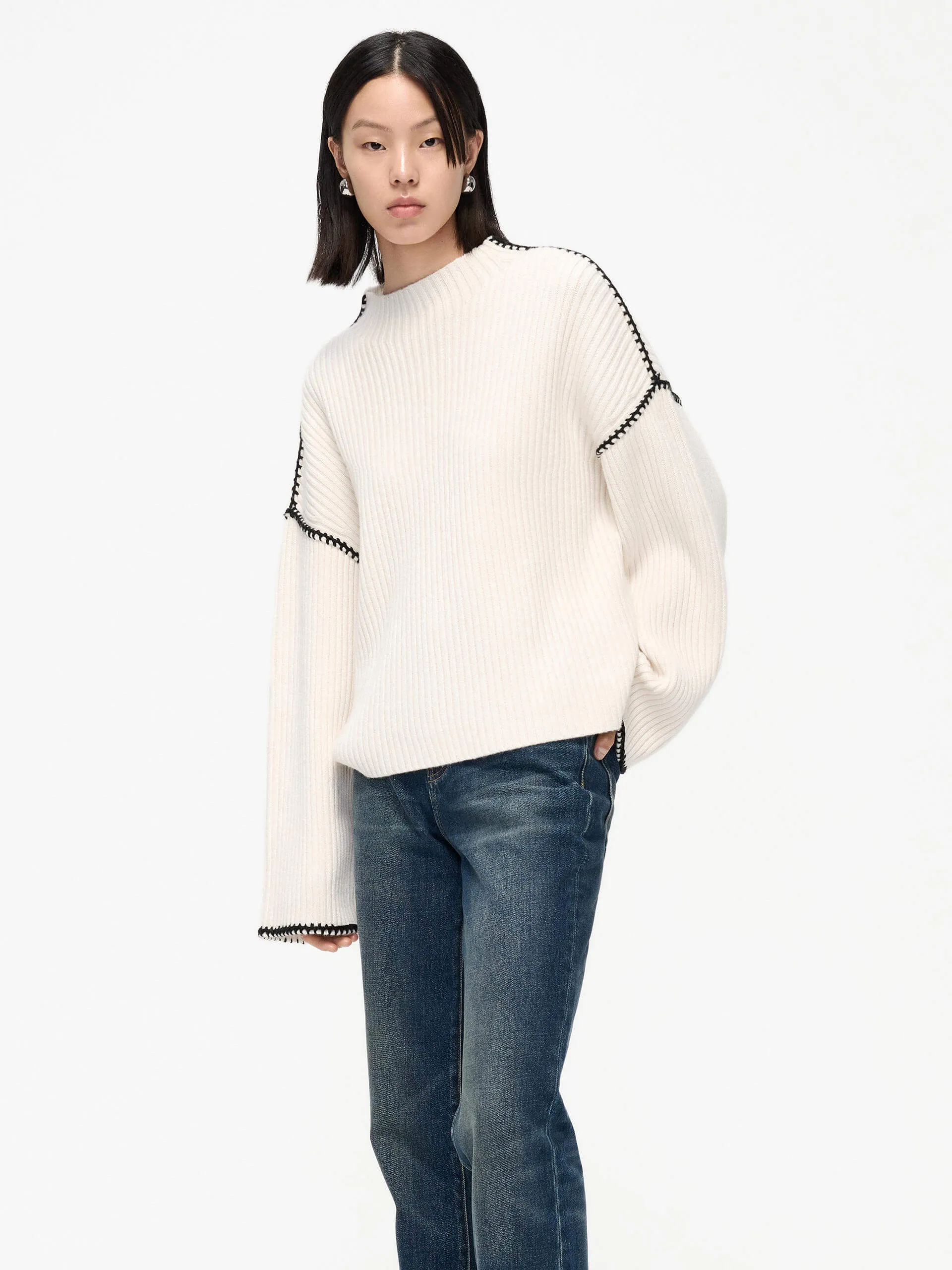 Merino Wool Contrast Sweater