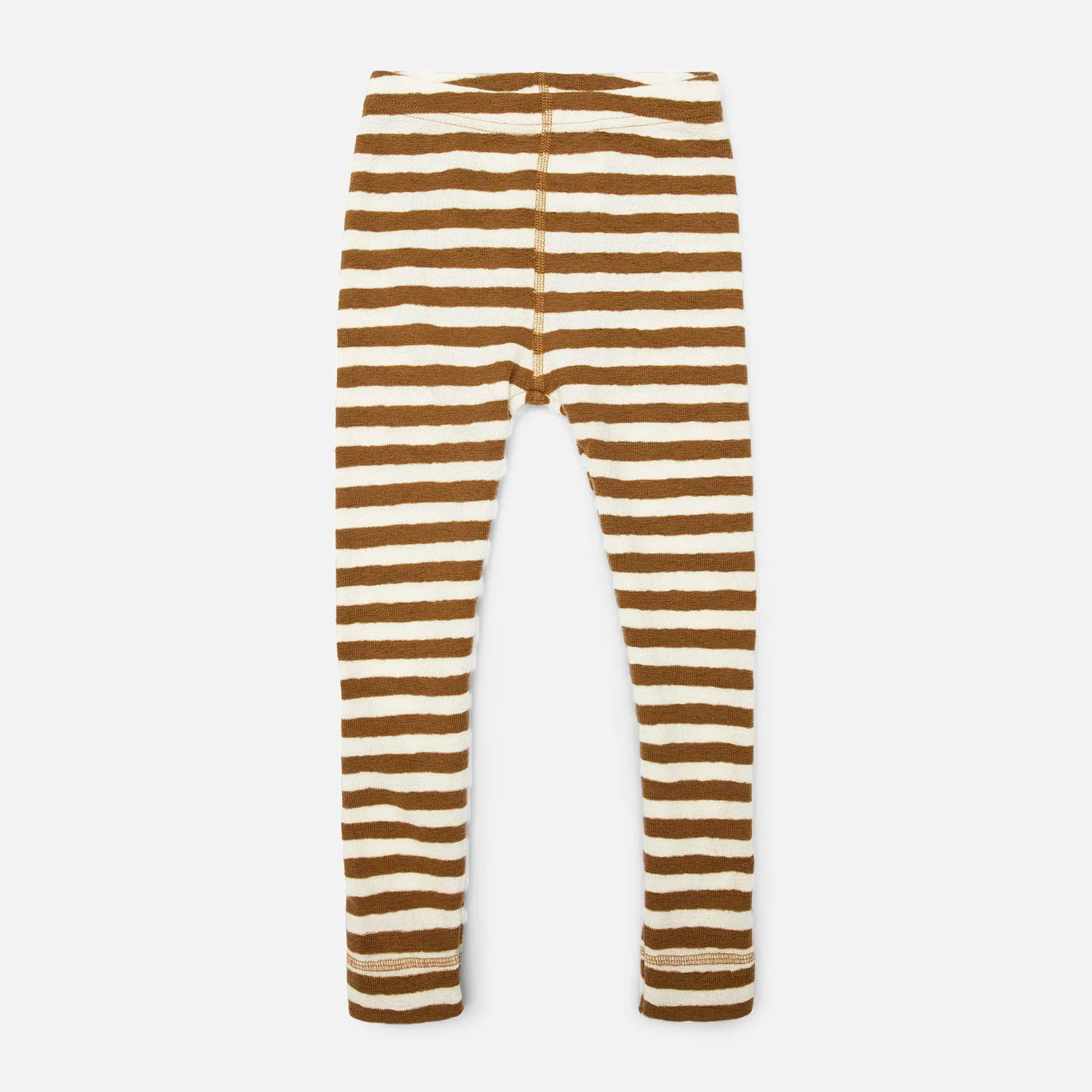 Merino Wool Crepe Leggings - Natural/Bronze Stripe