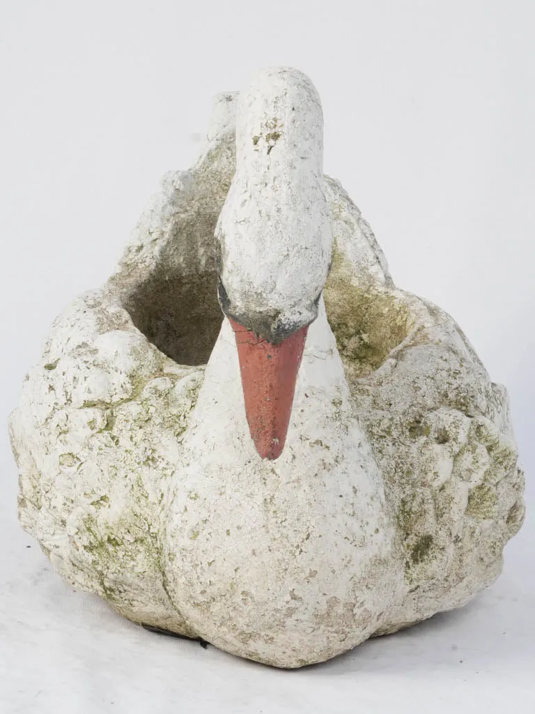 Mid-Century French Swan Garden Planter in Weathered Concrete 19¼"