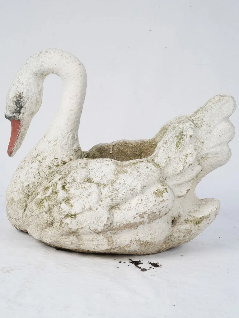 Mid-Century French Swan Garden Planter in Weathered Concrete 19¼"