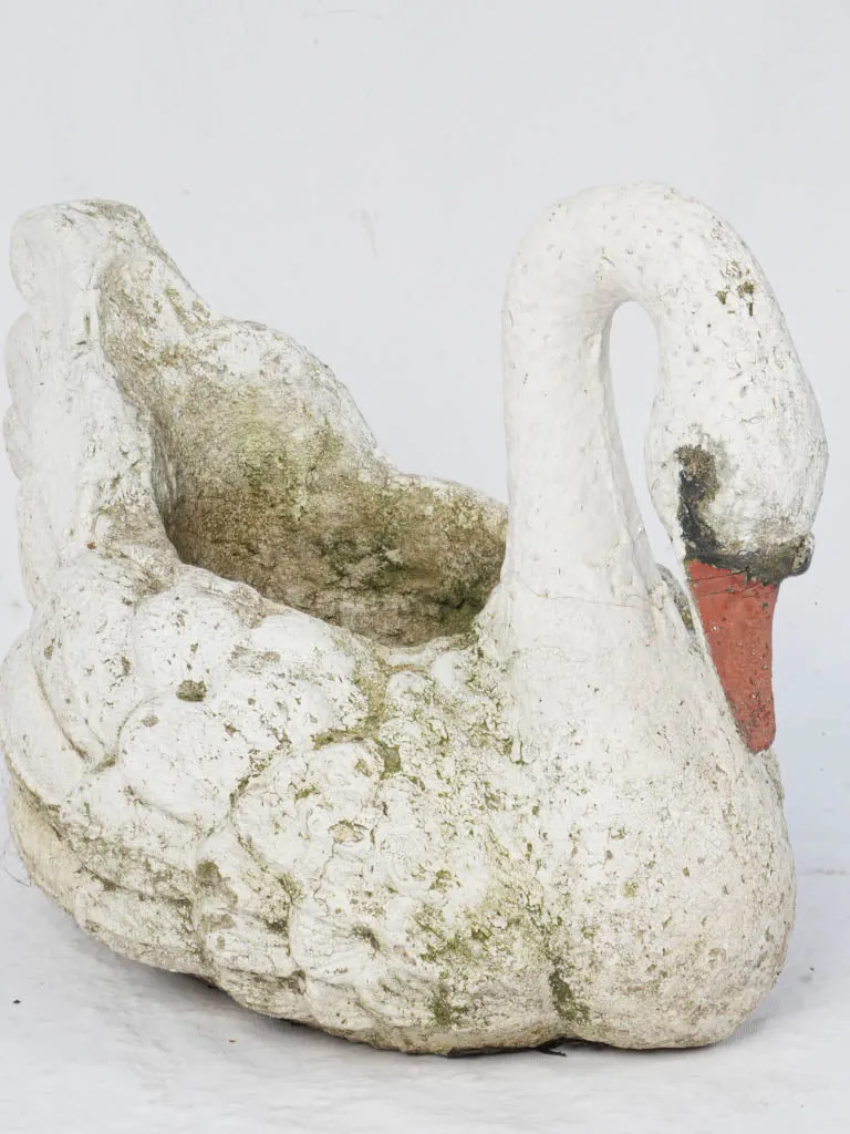 Mid-Century French Swan Garden Planter in Weathered Concrete 19¼"