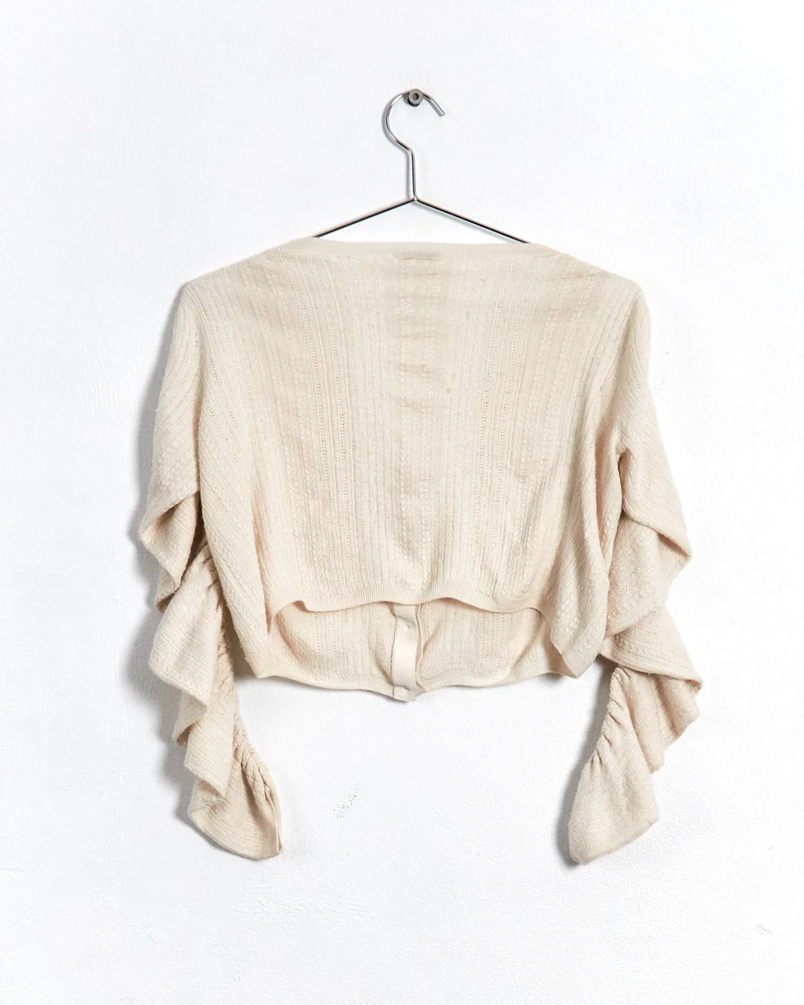 Miu Miu '19 cashmere silk pointelle crop cardigan, cream, 6