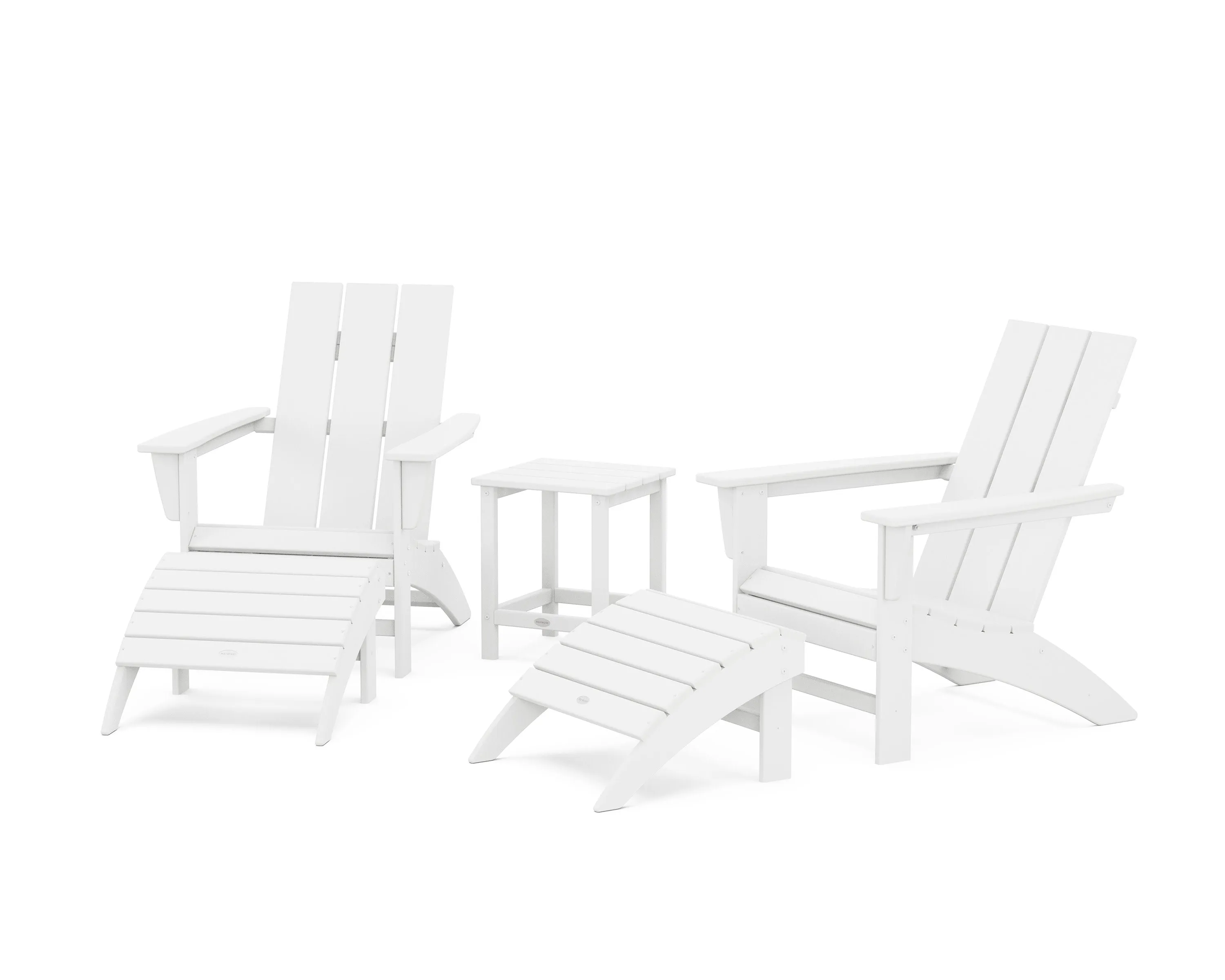 Modern Adirondack Chair 5-Piece Set with Ottomans and 18" Side Table