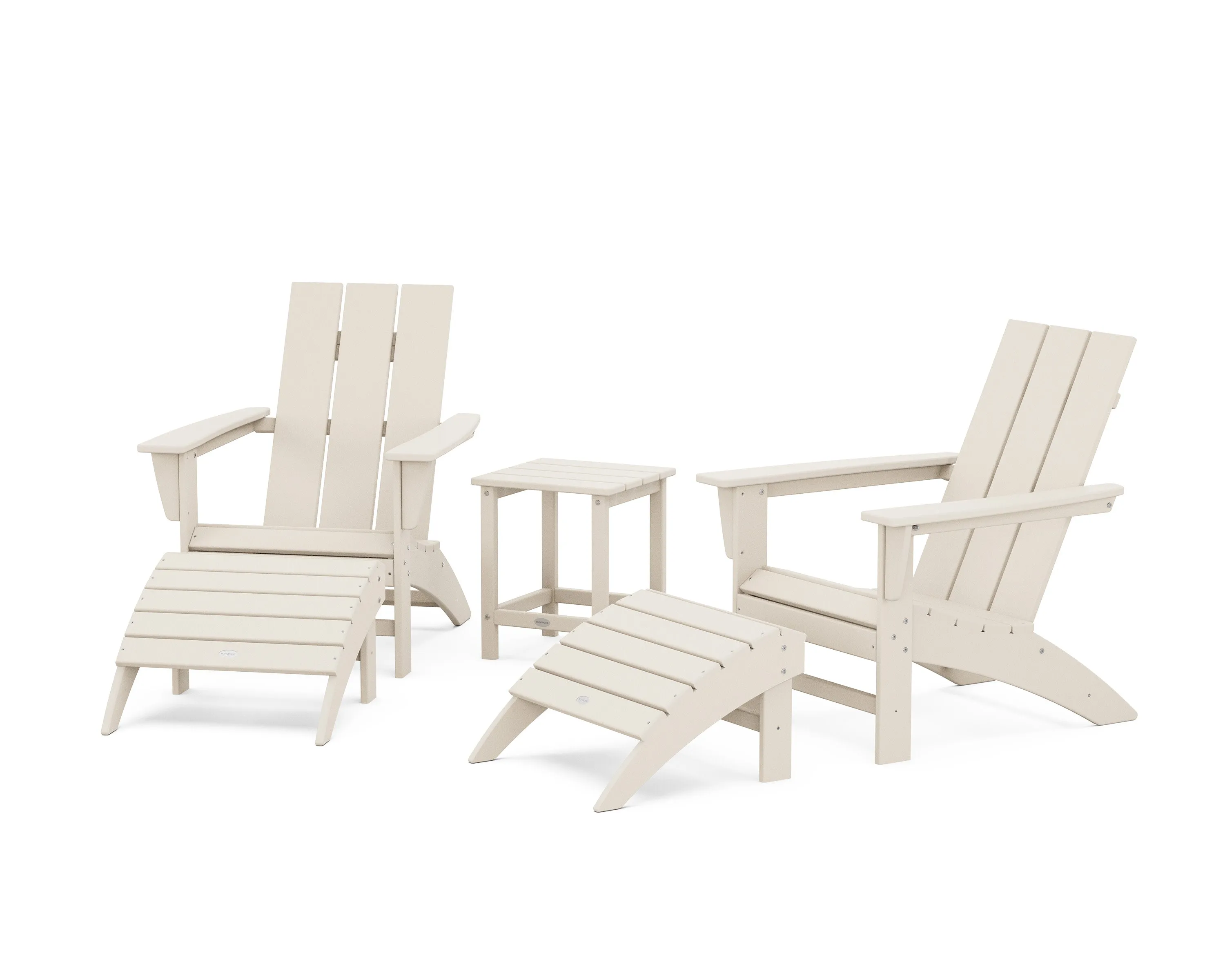 Modern Adirondack Chair 5-Piece Set with Ottomans and 18" Side Table