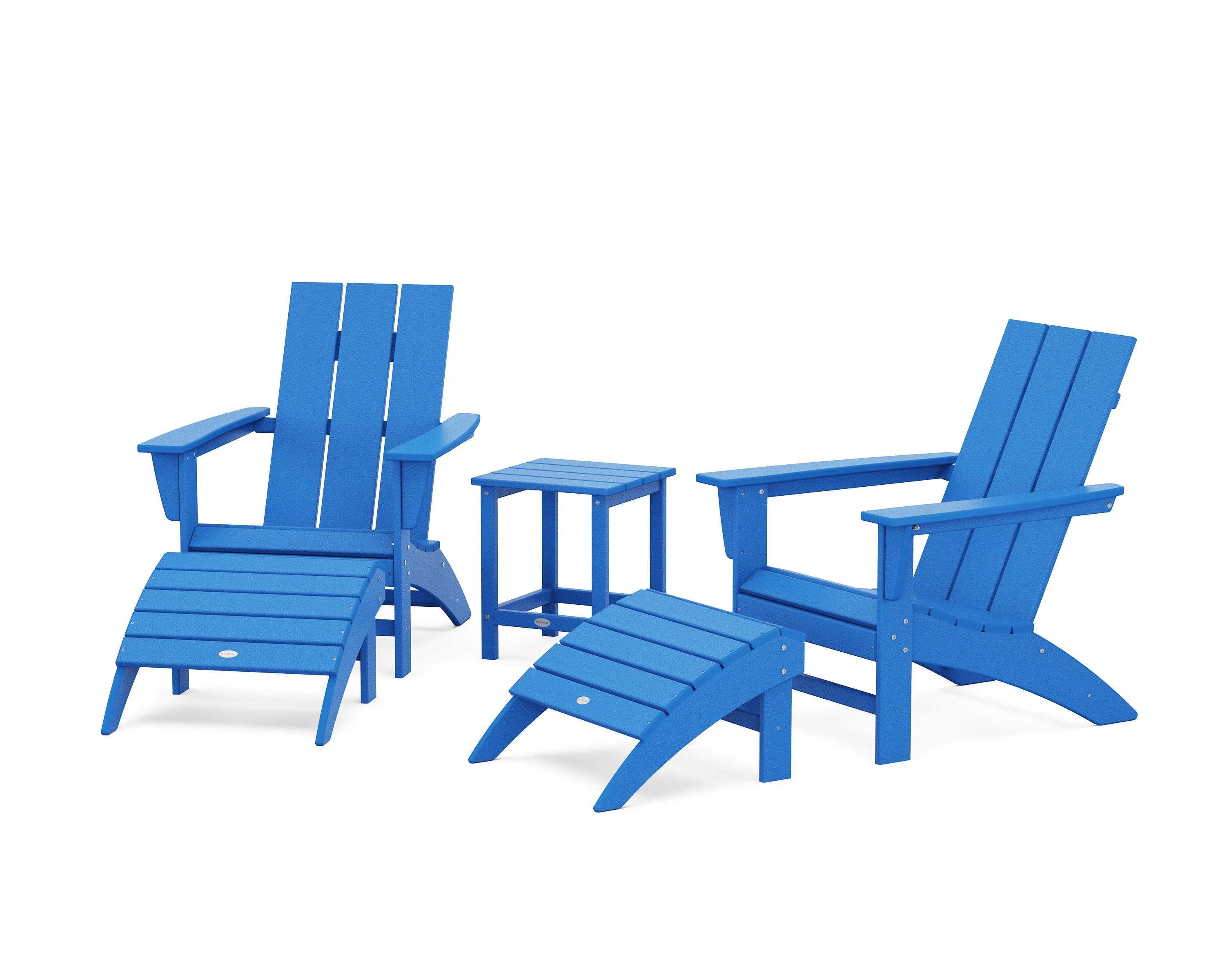 Modern Adirondack Chair 5-Piece Set with Ottomans and 18" Side Table