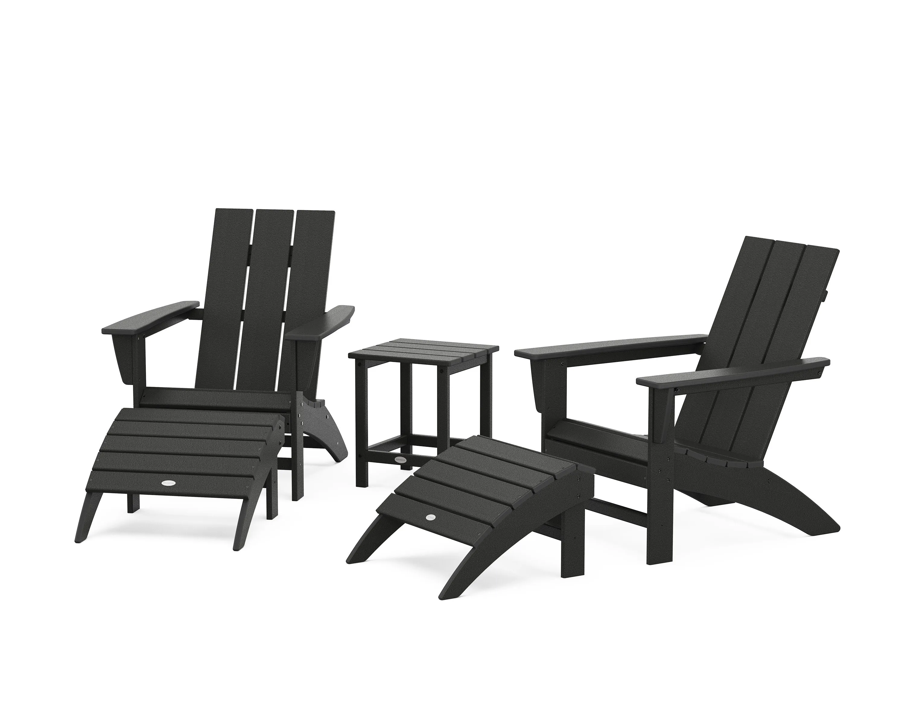 Modern Adirondack Chair 5-Piece Set with Ottomans and 18" Side Table