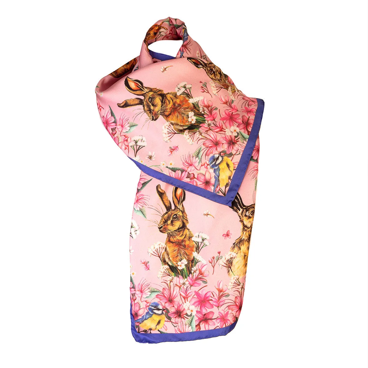 Oopsie Daisy Dawn Pink Narrow Silk Scarf