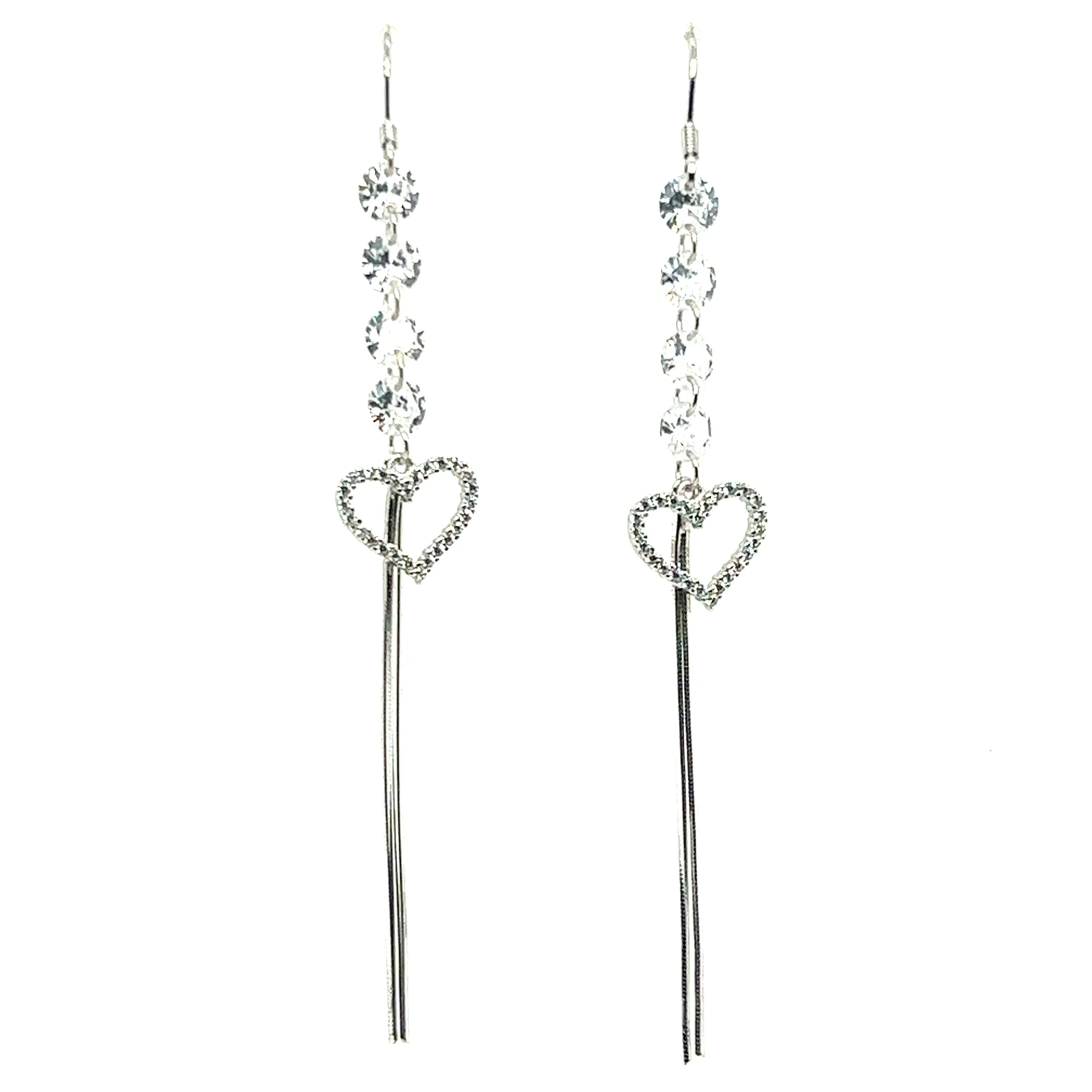 P269 Heart Drop Pendant Hook Earrings