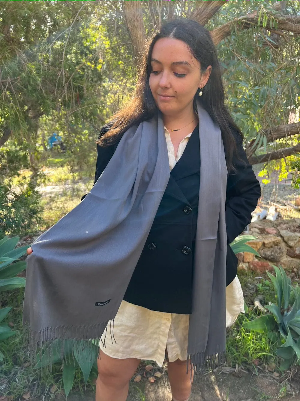 💥Pashmina Shawl - Gun Metal Grey - Lightweight