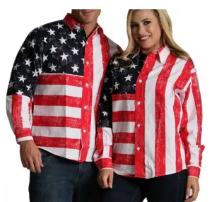 Patriotic Unisex American Flag Shirt with long sleeves 167201