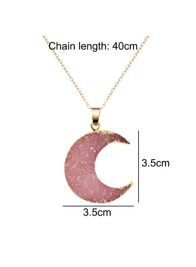 Pink Moon Alloy Link Chain Necklace for Women - Add a Touch of Celestial Charm