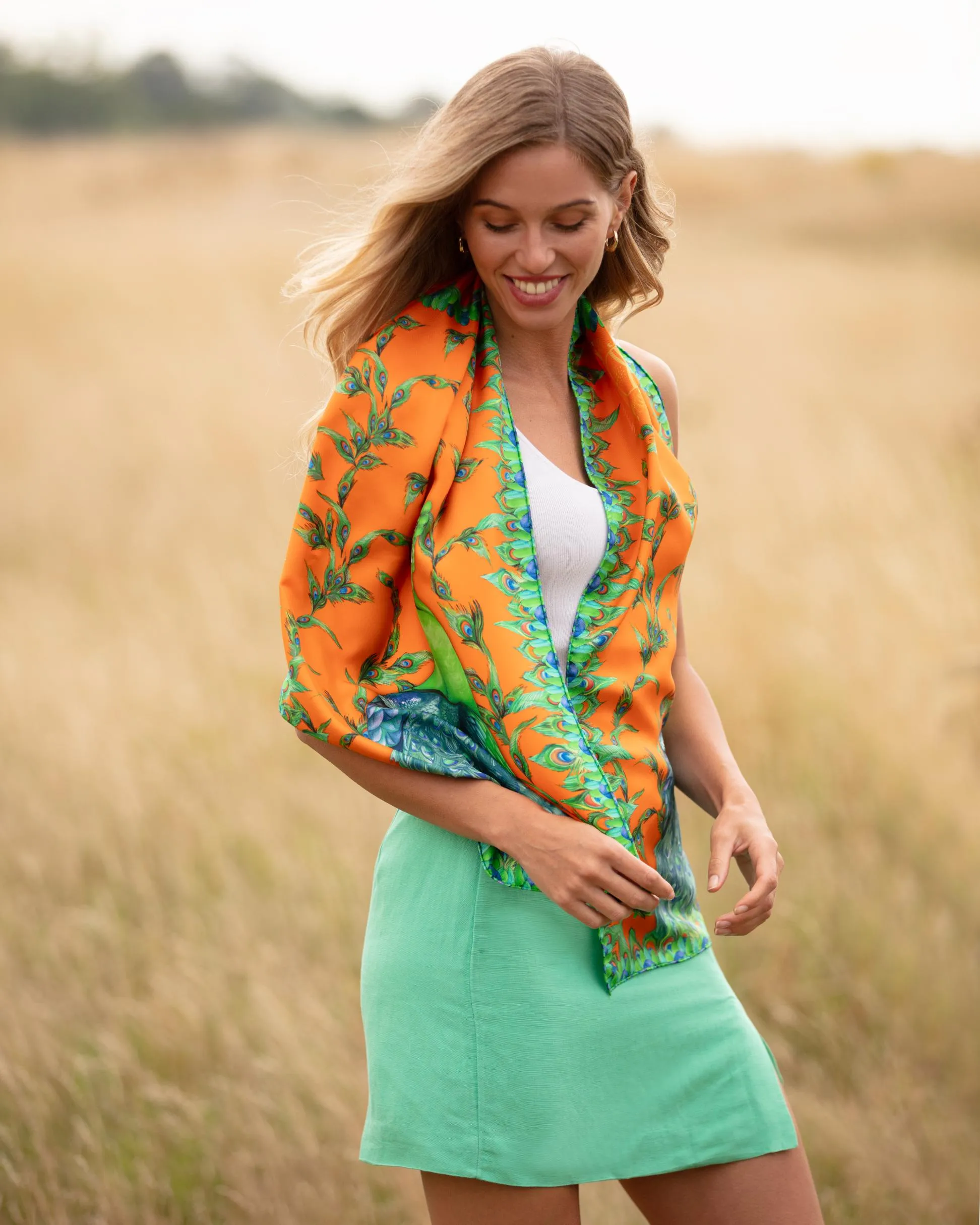 Pluming Marvellous Macarena Orange Classic Silk Scarf