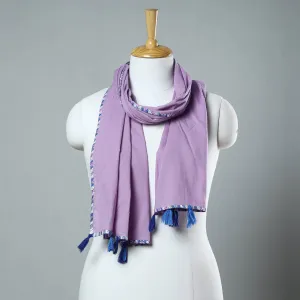 Purple - Plain Cotton Stole with Tassels 09