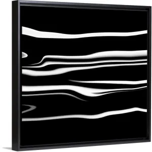 "Black, White and Gray striped Abstract II" Black Float Frame Canvas Art