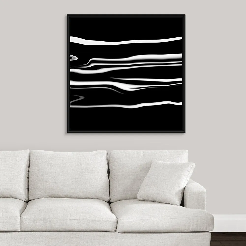 "Black, White and Gray striped Abstract II" Black Float Frame Canvas Art