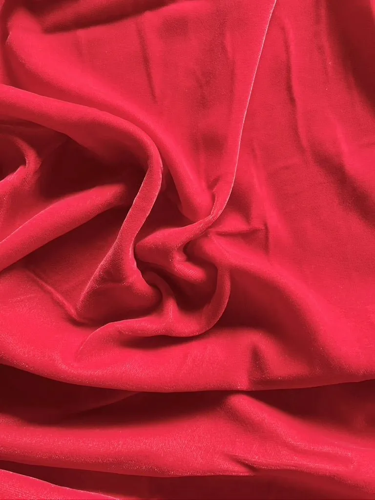 RED - Micro Velvet  Fabric -  Fine and Lightweight - 112 cms - 180 gsm for Dressmaking. , Childrens  Clothing, Dance Costume Crafting