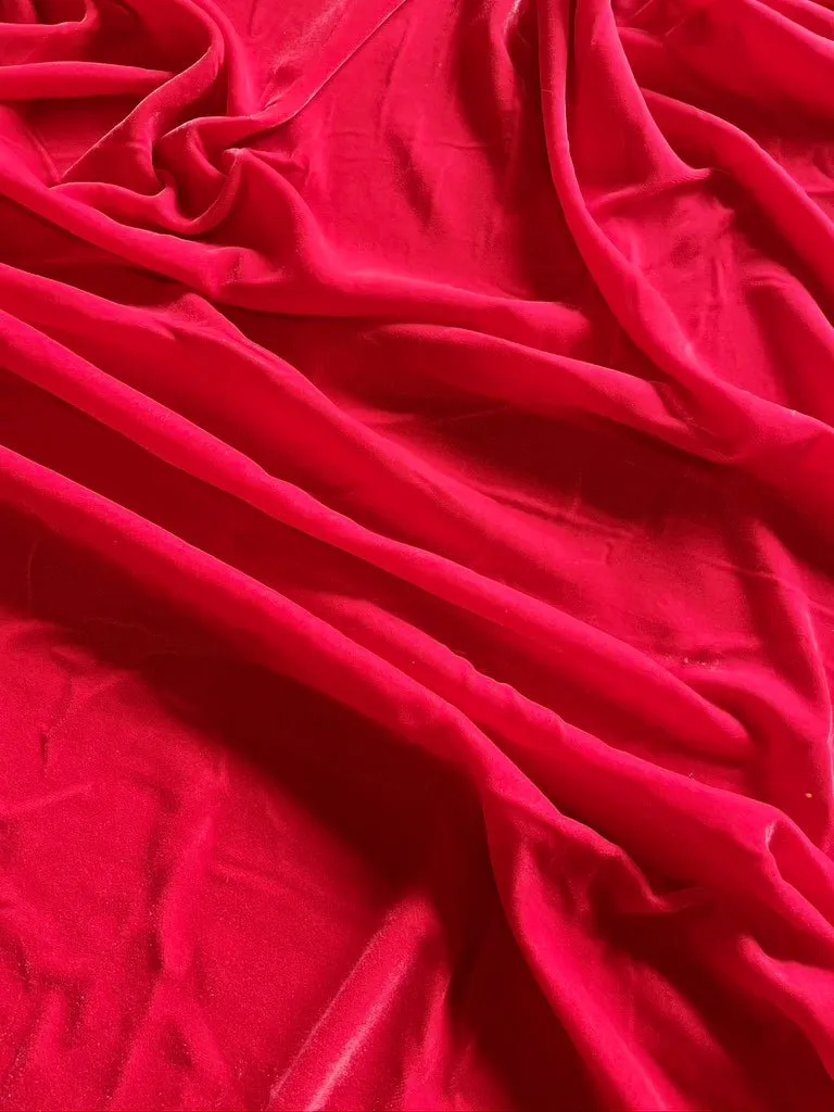 RED - Micro Velvet  Fabric -  Fine and Lightweight - 112 cms - 180 gsm for Dressmaking. , Childrens  Clothing, Dance Costume Crafting