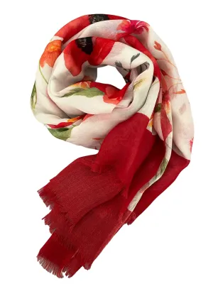 ❤️Red Poppy Scarf - Floral Scarf- Luxury Silk Modal Scarf